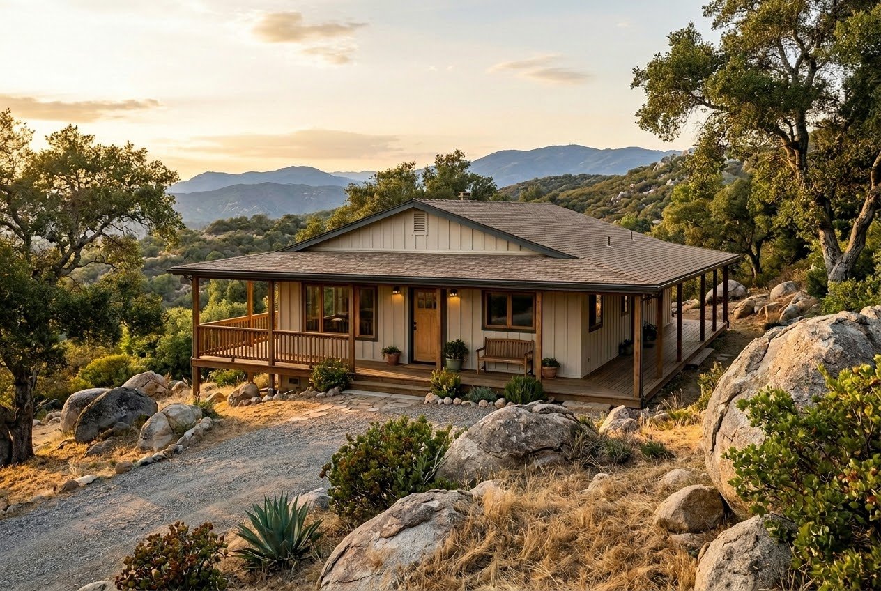 Exterior view of Granite Oak House in Alpine, CA